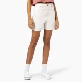 Pantaloncini da donna in tela di cotone, vestibilità regolare, 5″