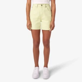 Pantaloncini da donna in tela di cotone, vestibilità regolare, 5″