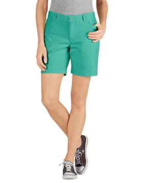 Pantaloncini da donna in tela elasticizzata con vestibilità comoda da 7″ Pantaloncini da donna in tela elasticizzata con vestibilità comoda da 7″