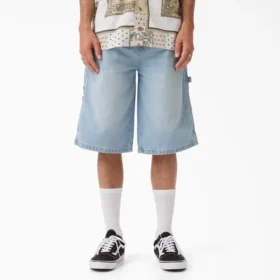 Pantaloncini in denim da carpentiere dal taglio rilassato, 13″