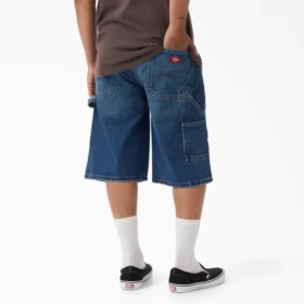 Pantaloncini in denim da carpentiere dal taglio rilassato, 13″