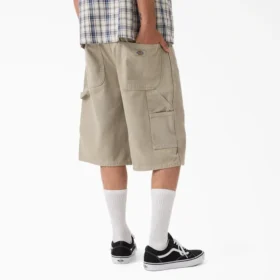 Pantaloncini in tela da carpentiere dal taglio morbido e dall’effetto consumato, 13″