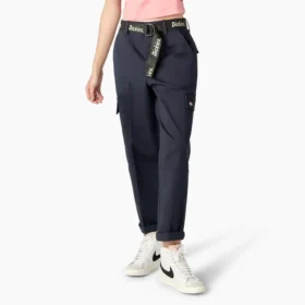 Pantaloni cargo da donna a vita alta con cuciture a contrasto