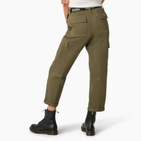 Pantaloni cargo da donna a vita alta con cuciture a contrasto