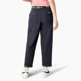 Pantaloni cargo da donna a vita alta con cuciture a contrasto