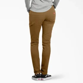 Pantaloni da carpentiere da donna in tela di cotone elasticizzata, vestibilità slim