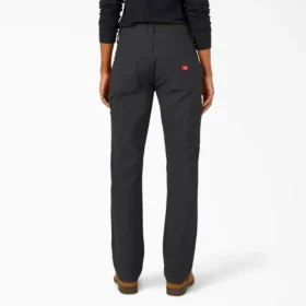Pantaloni da carpentiere da donna in tela di cotone, vestibilità dritta e comoda