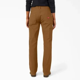 Pantaloni da carpentiere da donna in tela di cotone, vestibilità dritta e comoda