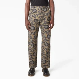 Pantaloni utility con motivi floreali desertici