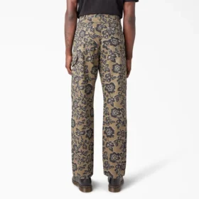 Pantaloni utility con motivi floreali desertici