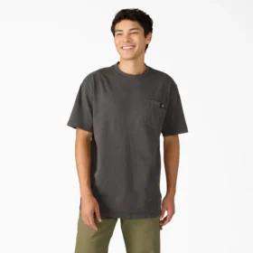 T-shirt con taschino in tessuto pesante dall’effetto vissuto