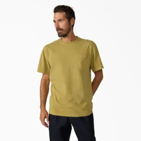 T-shirt con taschino in tessuto pesante dall’effetto vissuto