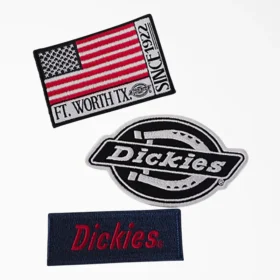 Toppe termoadesive con logo e bandiera Dickies, confezione da 3