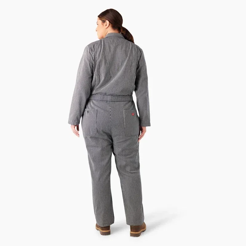 Tuta intera da donna taglia forte a maniche lunghe con vestibilità comoda e righe Hickory Tuta intera da donna taglia forte a maniche lunghe con vestibilità comoda e righe Hickory