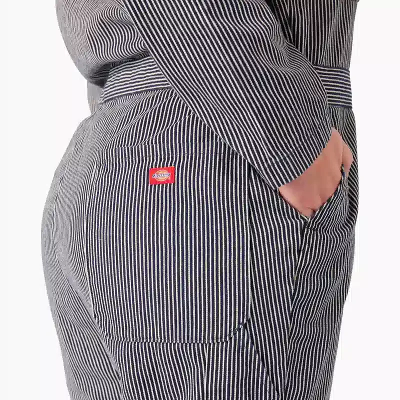 Tuta intera da donna taglia forte a maniche lunghe con vestibilità comoda e righe Hickory Tuta intera da donna taglia forte a maniche lunghe con vestibilità comoda e righe Hickory
